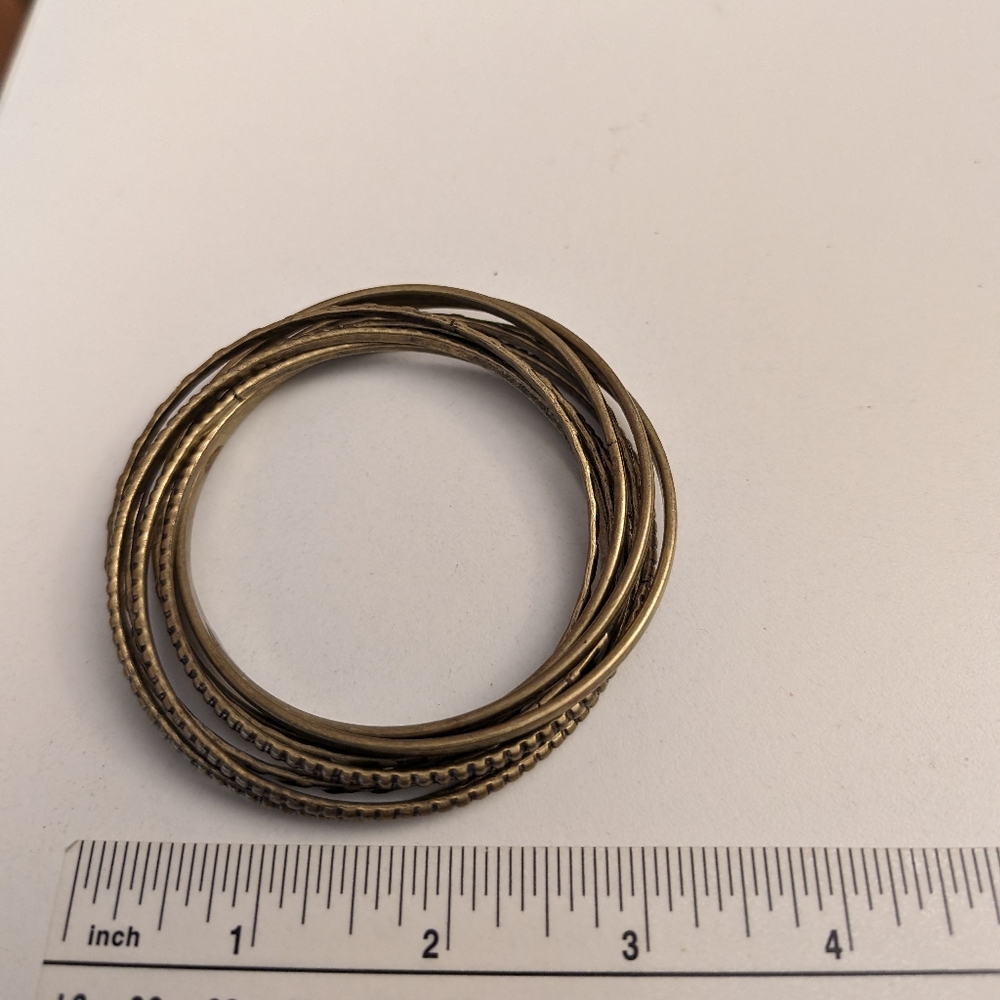 9 Bangle Bracelet Interlocking Stack - 3 Solid, 3… - image 1